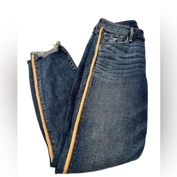 Abercrombie & Fitch Harper Low Rise Ankle Medium Wash Side Ribbon Size 4 - Picture 7 of 13